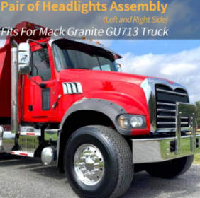 Headlight Assembly Fit For Mack Granite GU713, Left Driver Side And Right Passenger Side Headlight Assembly Both Sides Compatible With Select Mack Mod