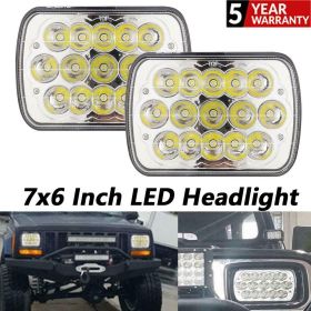2Pcs 7x6  LED Headlight Headlamp Sealed Beam DRL For Wrangler JK TJ CJ LJ