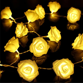 40 LEDs Rose Flower String Lights 10ft Battery Operated Decorative