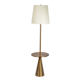 Celestial Modern Floor Lamp With Brass Accent Table With Large White Shade