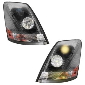 Headlight Assembly Fit For Volvo VNL,VNM Black With Turn Signal Pair
