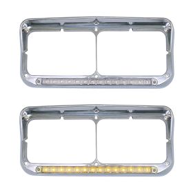 For Kenworth T400 T600 T800 W900B W900L Clear Headlight Bezel Amber LED Light