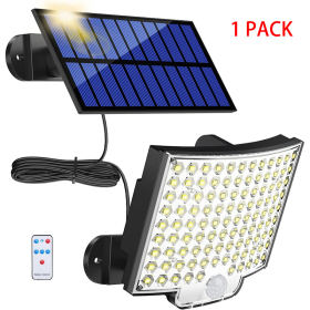 Solar Outdoor Lights Waterproof, LED Security Lights With 16.5 Ft Cable, Motion Sensor Lights, Flood Light For Streets, Courtyards,Parking Garage