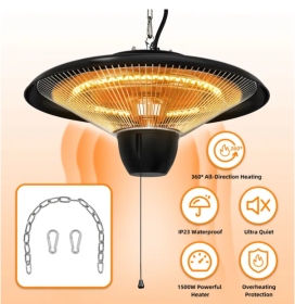 1500W Outdoor Hanging Patio Heater Ultra-Quiet Electric Heating Lamp