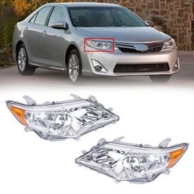 Headlamp Assembly Suitable For Dual Chrome Headlamp Replacement Including Driver Side And Passenger Side (Color: White)