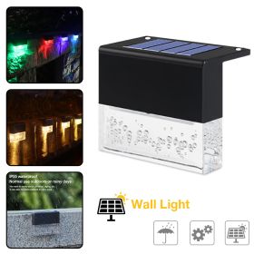 Waterproof New RGB LED Solar Light Step Fence Light (Option: Black)