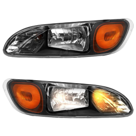 2005-2016 Peterbilt 386 American Version Headlights, Halogen Assembly, Black Version (Option: LV 2450B)