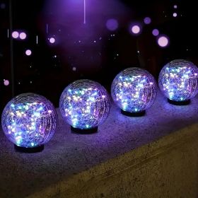 Solar Powered Outdoor Shatterproof High-quality Glass Ball Light With Ground Stakes. Automatic On Off Sensor. Warm, Soft Light Illuminates Patios, Ter (Option: Colorful LightsL)