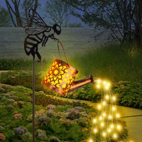 Solar Garden Lights Outdoor Decoration,Flower-shaped Lights Metal Solar Watering Can Lights Outdoor Waterproof, Small Patio Light Yard Lawn Pathway De (Option: 1Pcs)